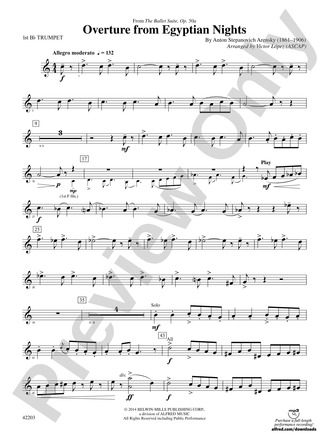 Overture from Egyptian Nights: 1st B-flat Trumpet
