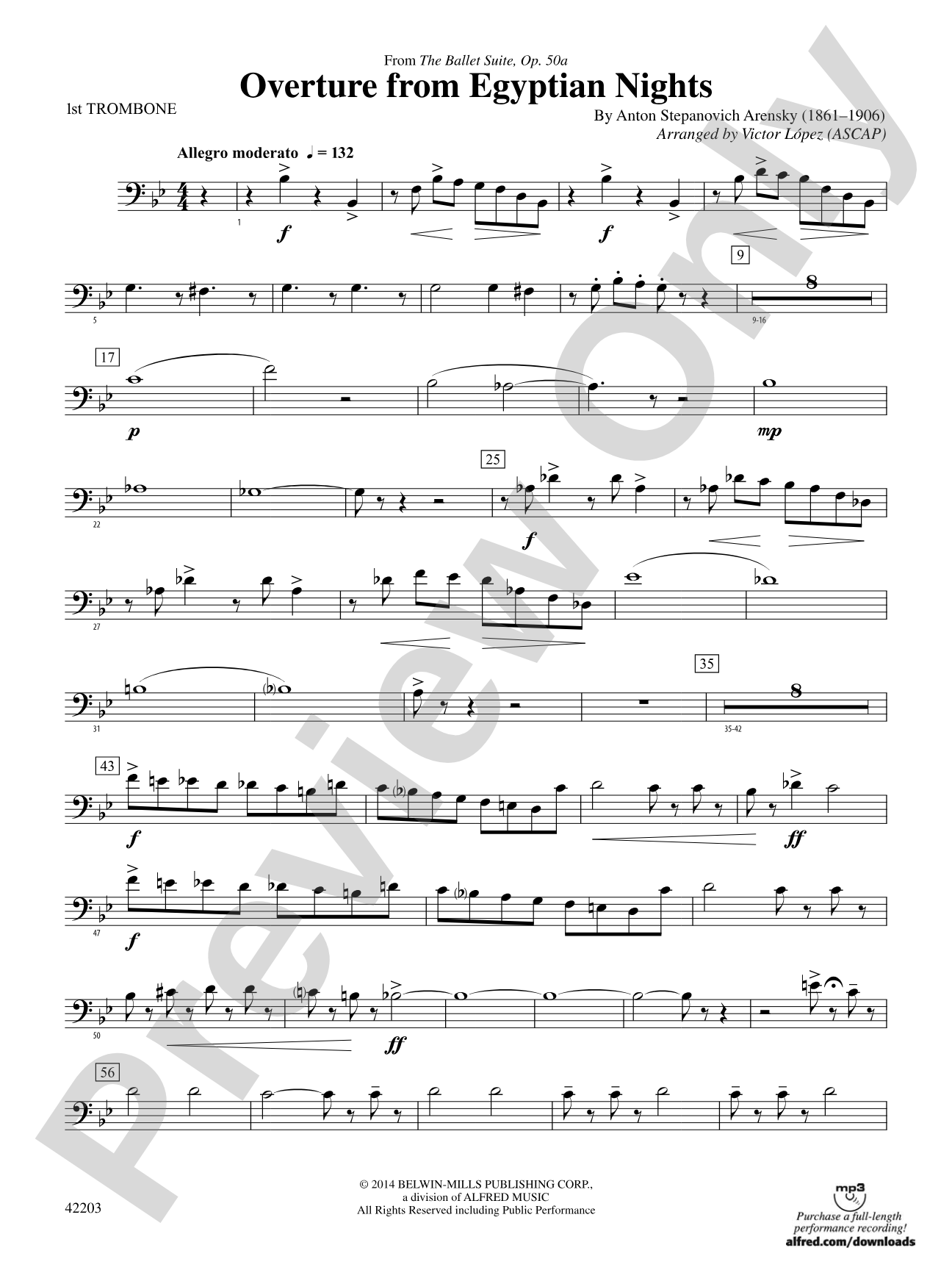 Overture from Egyptian Nights: 1st Trombone