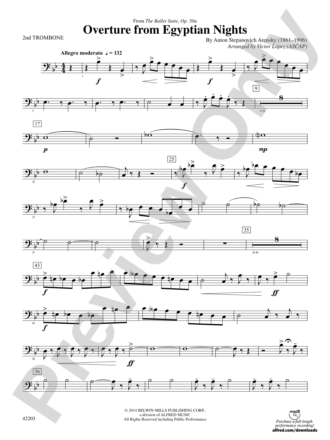 Overture from Egyptian Nights: 2nd Trombone
