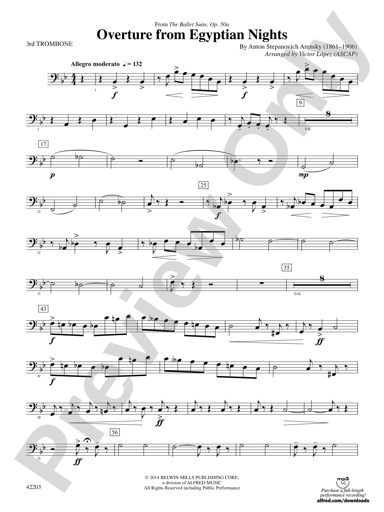Overture from Egyptian Nights: 3rd Trombone