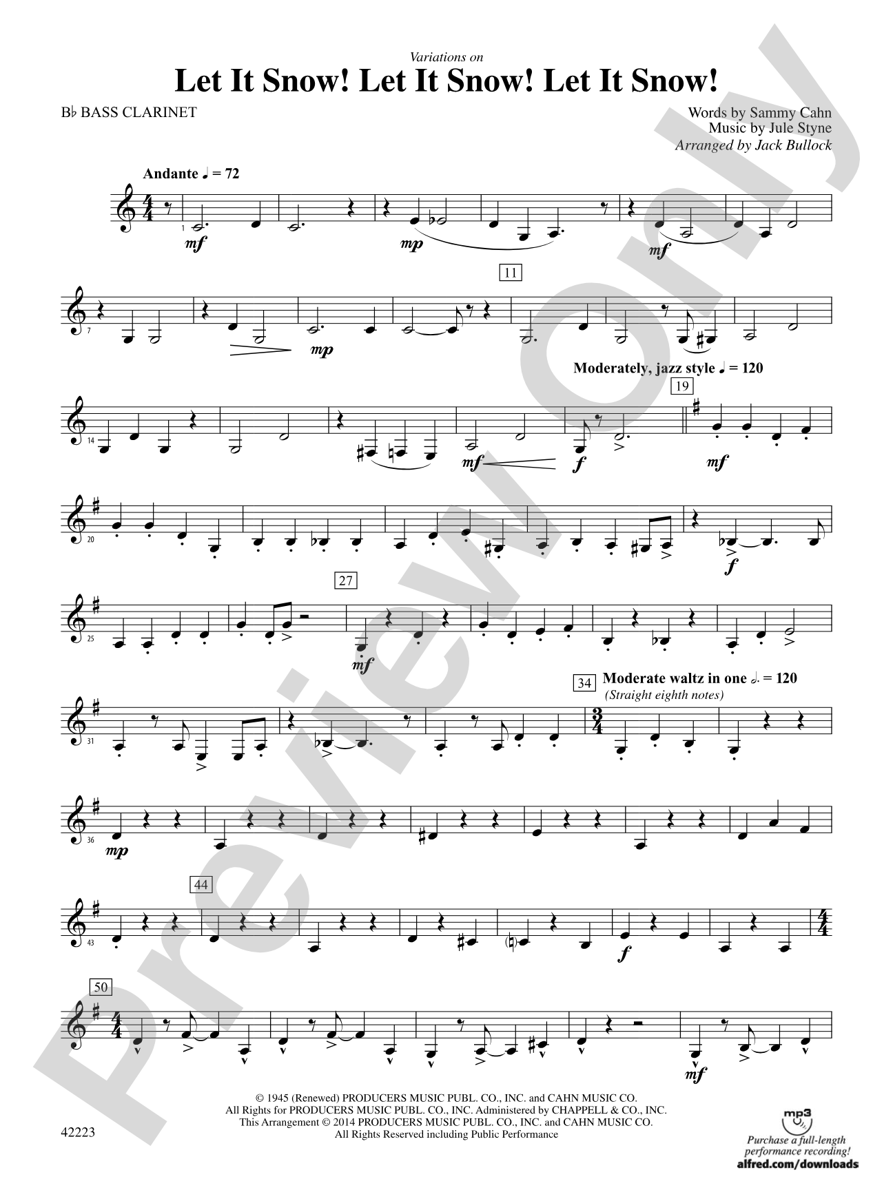 Let It Snow! Let It Snow! Let It Snow!, Variations on: B-flat Bass Clarinet