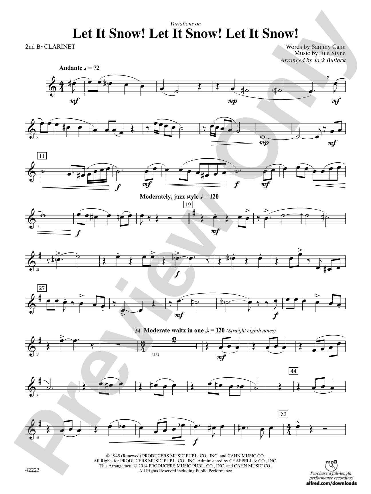 Let It Snow! Let It Snow! Let It Snow!, Variations on: 2nd B-flat Clarinet