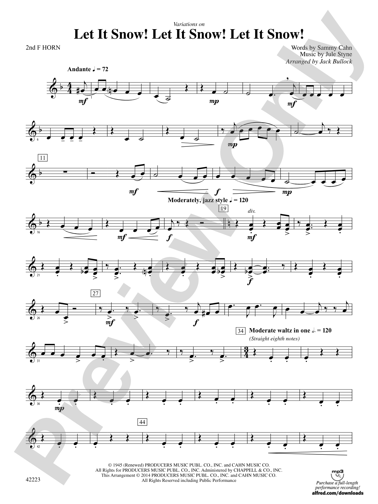 Let It Snow! Let It Snow! Let It Snow!, Variations on: 2nd F Horn