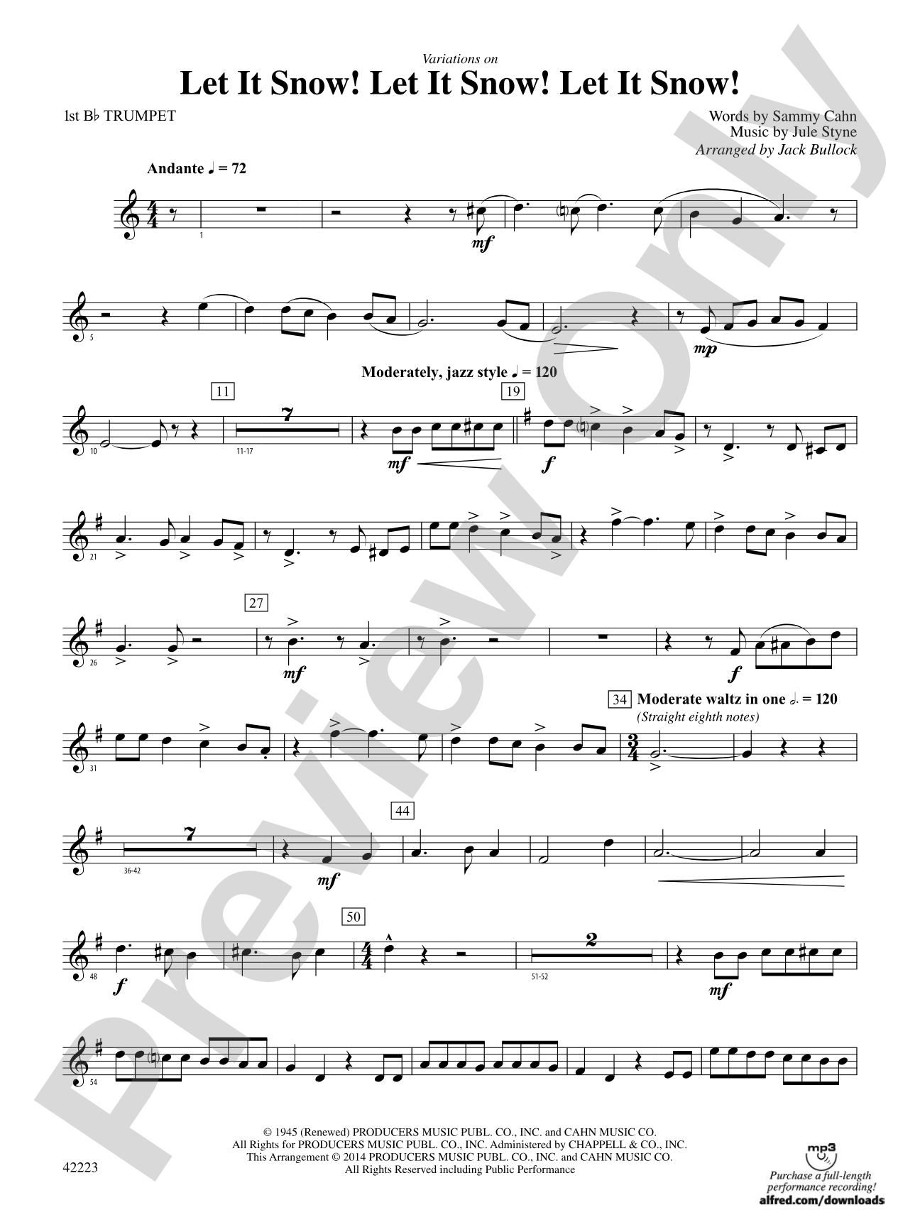 Let It Snow! Let It Snow! Let It Snow!, Variations on: 1st B-flat Trumpet
