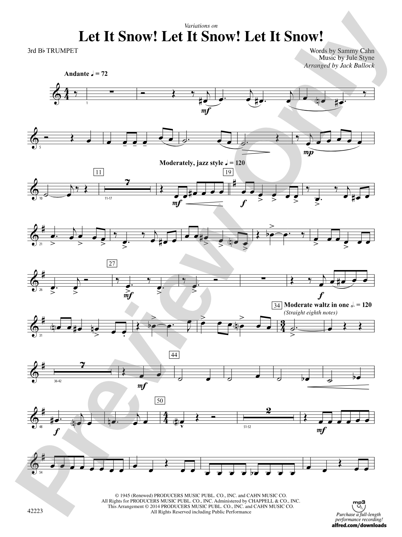 Let It Snow! Let It Snow! Let It Snow!, Variations on: 3rd B-flat Trumpet