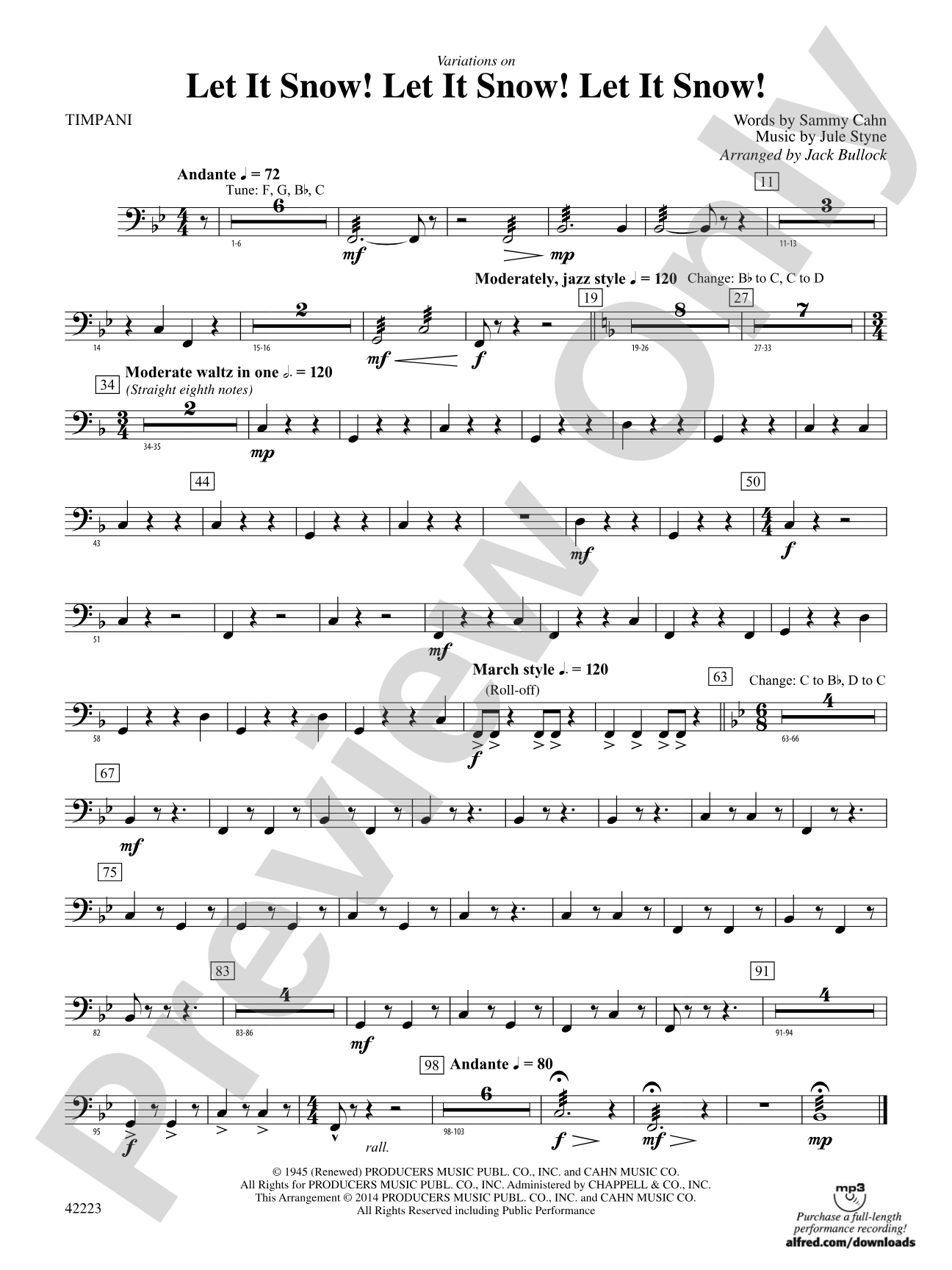 Let It Snow! Let It Snow! Let It Snow!, Variations on: Timpani