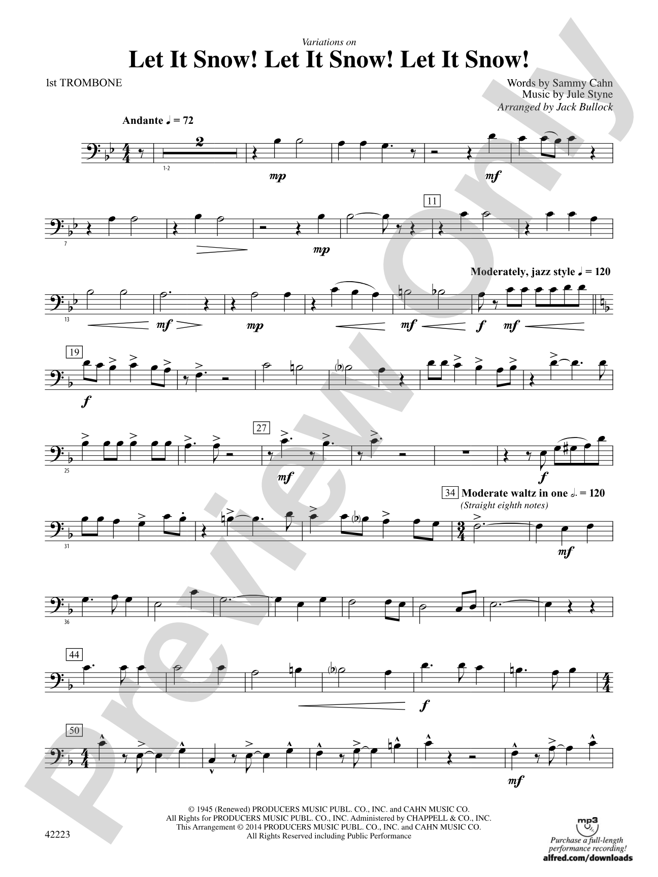Let It Snow! Let It Snow! Let It Snow!, Variations on: 1st Trombone