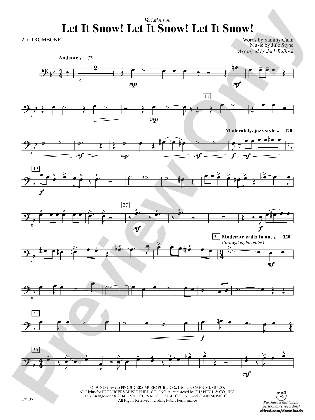 Let It Snow! Let It Snow! Let It Snow!, Variations on: 2nd Trombone