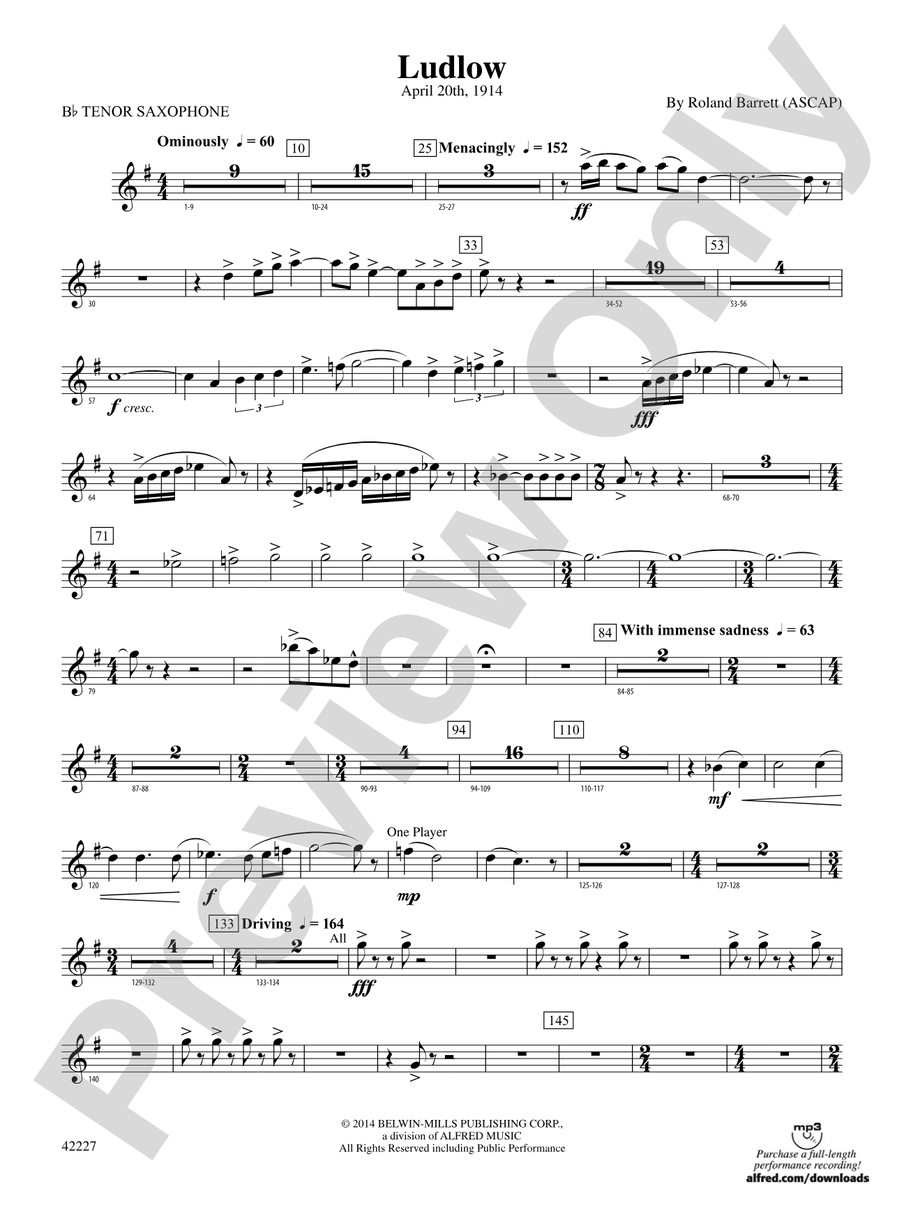 Ludlow: B-flat Tenor Saxophone