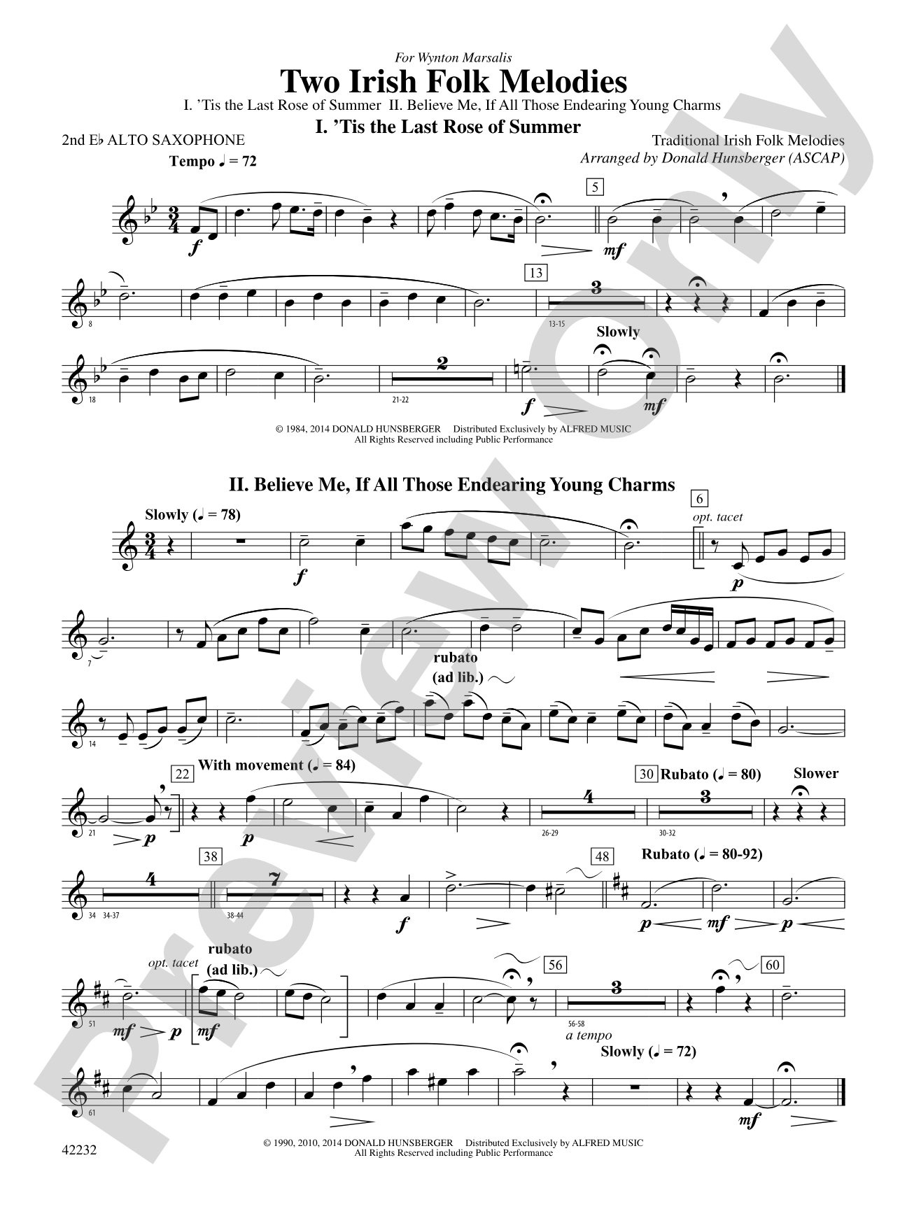Two Irish Folk Melodies: 2nd E-flat Alto Saxophone