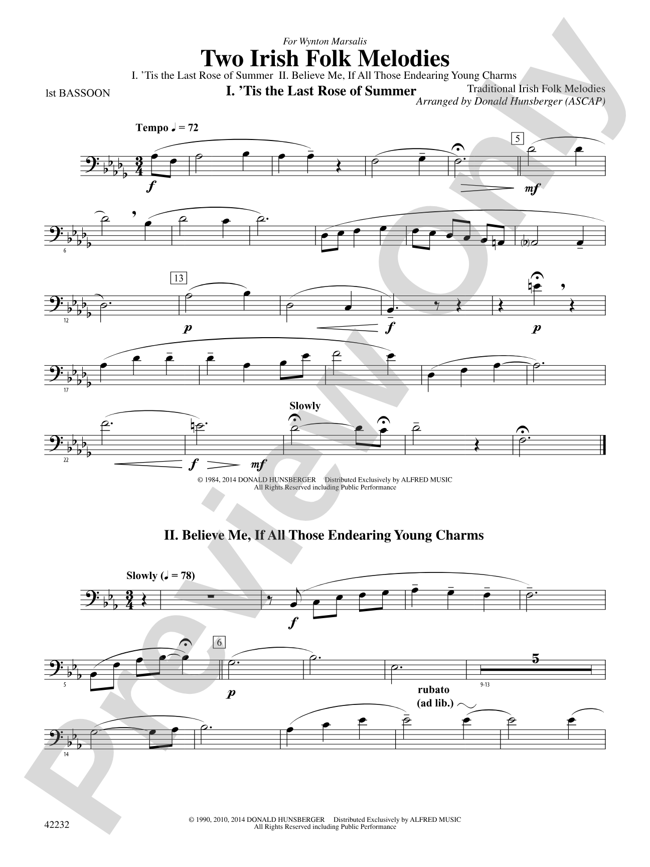 Two Irish Folk Melodies: Bassoon