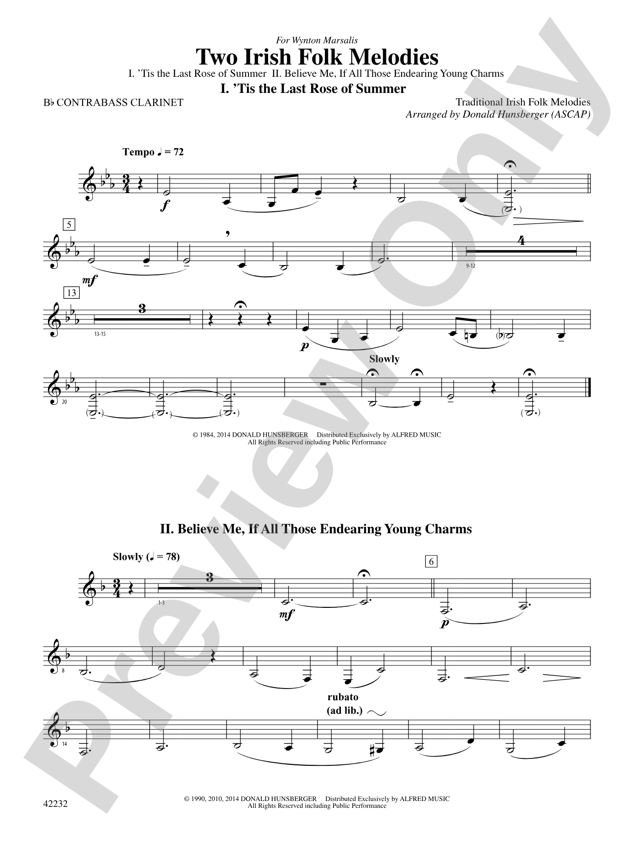 Two Irish Folk Melodies: B-flat Contrabass Clarinet