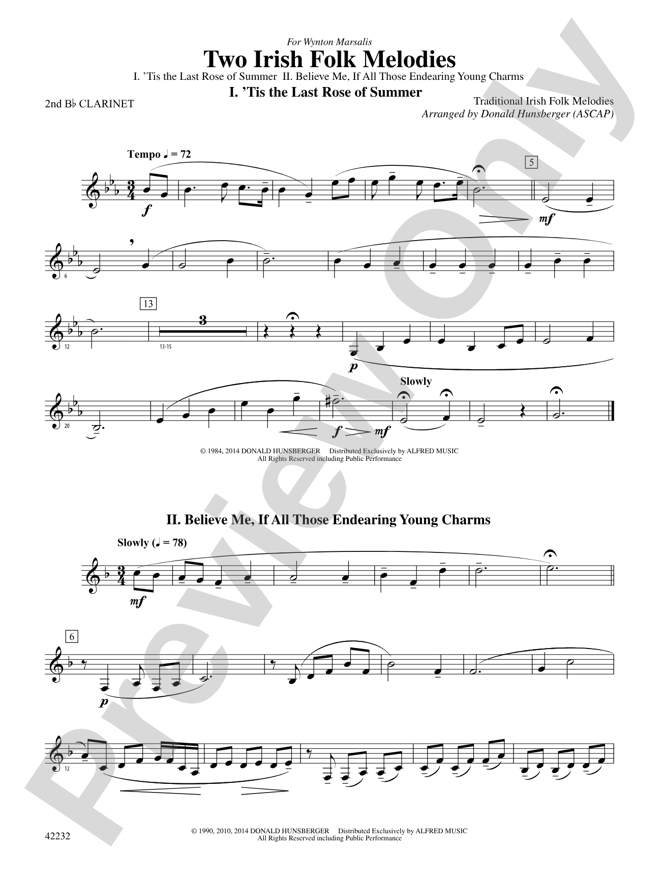 Two Irish Folk Melodies: 2nd B-flat Clarinet