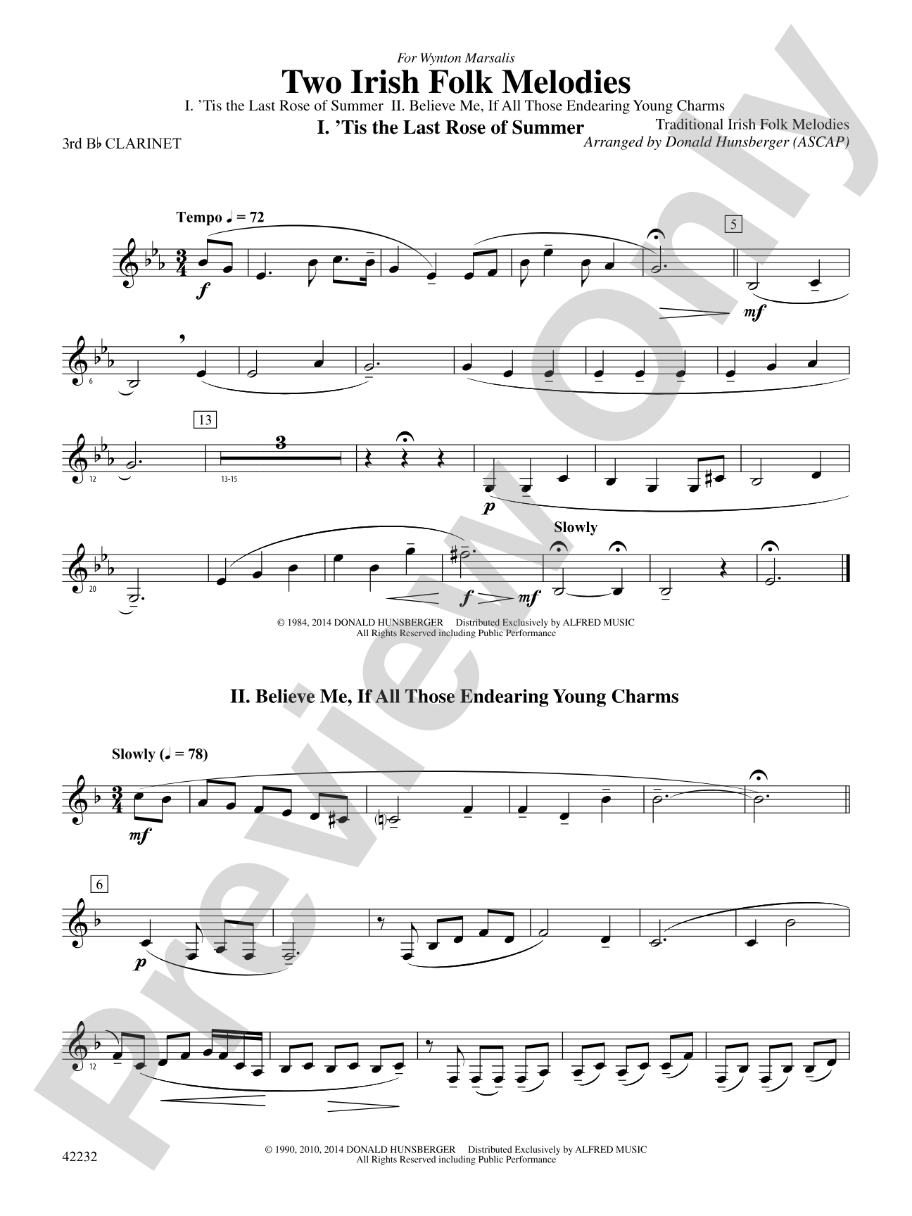 Two Irish Folk Melodies: 3rd B-flat Clarinet