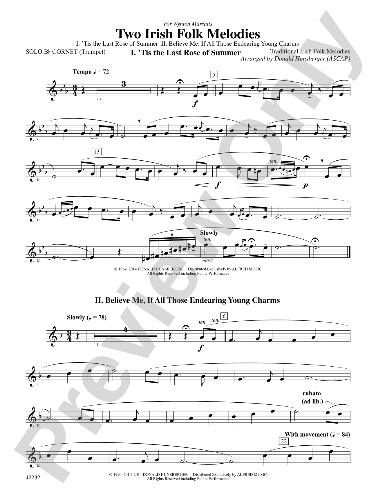Two Irish Folk Melodies: 1st B-flat Cornet