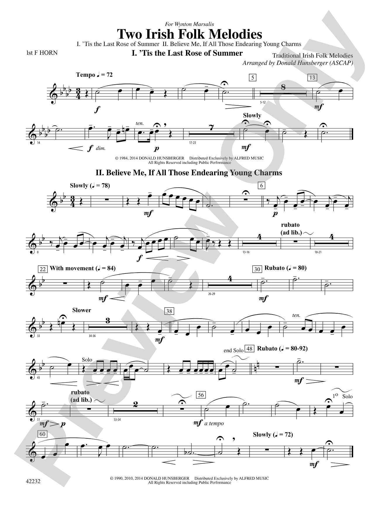 Two Irish Folk Melodies: 1st F Horn