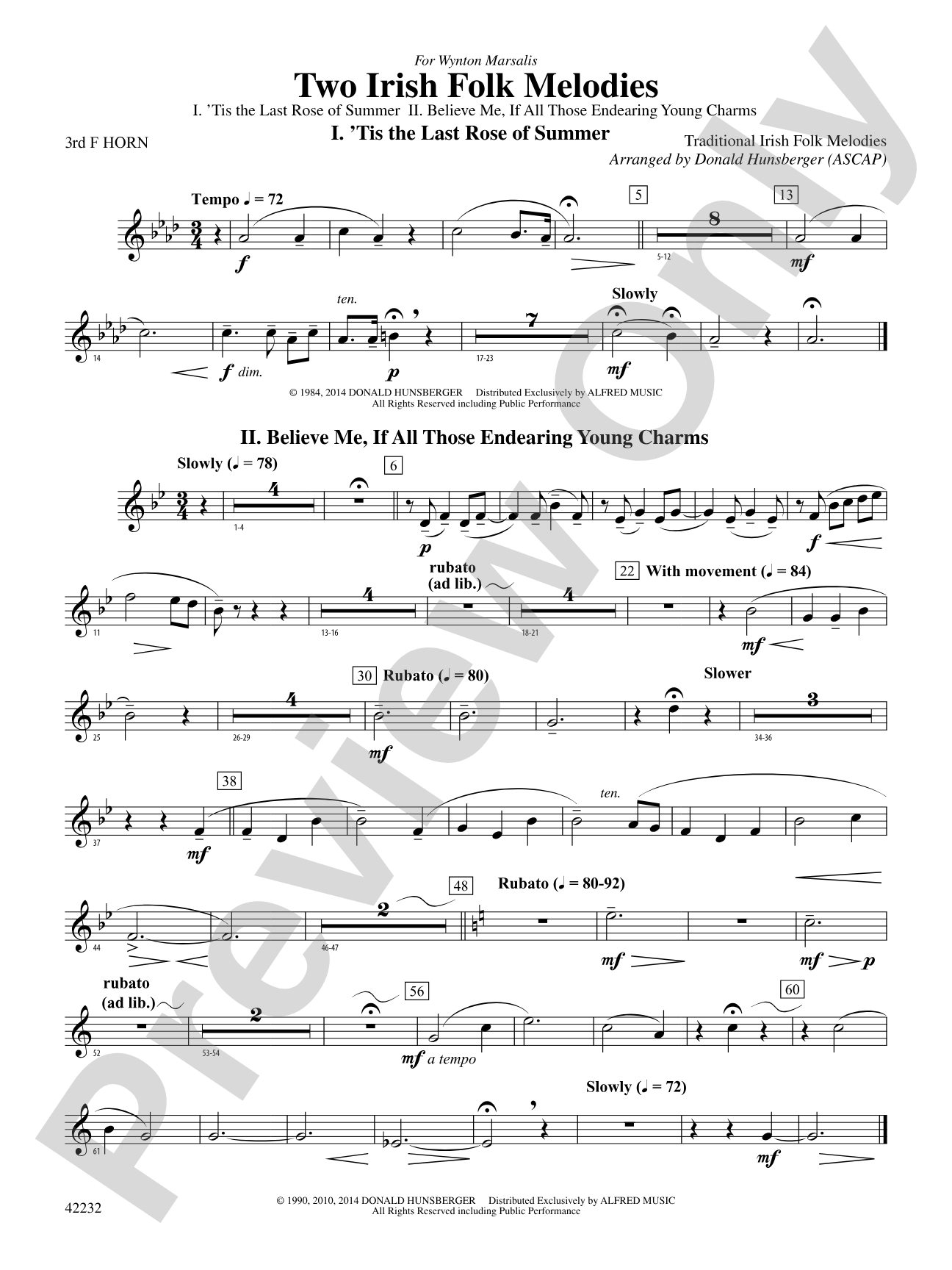 Two Irish Folk Melodies: 3rd F Horn