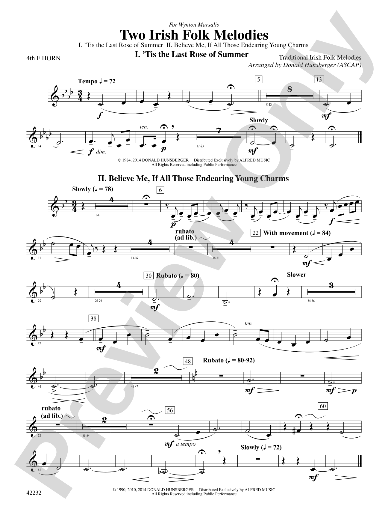 Two Irish Folk Melodies: 4th F Horn