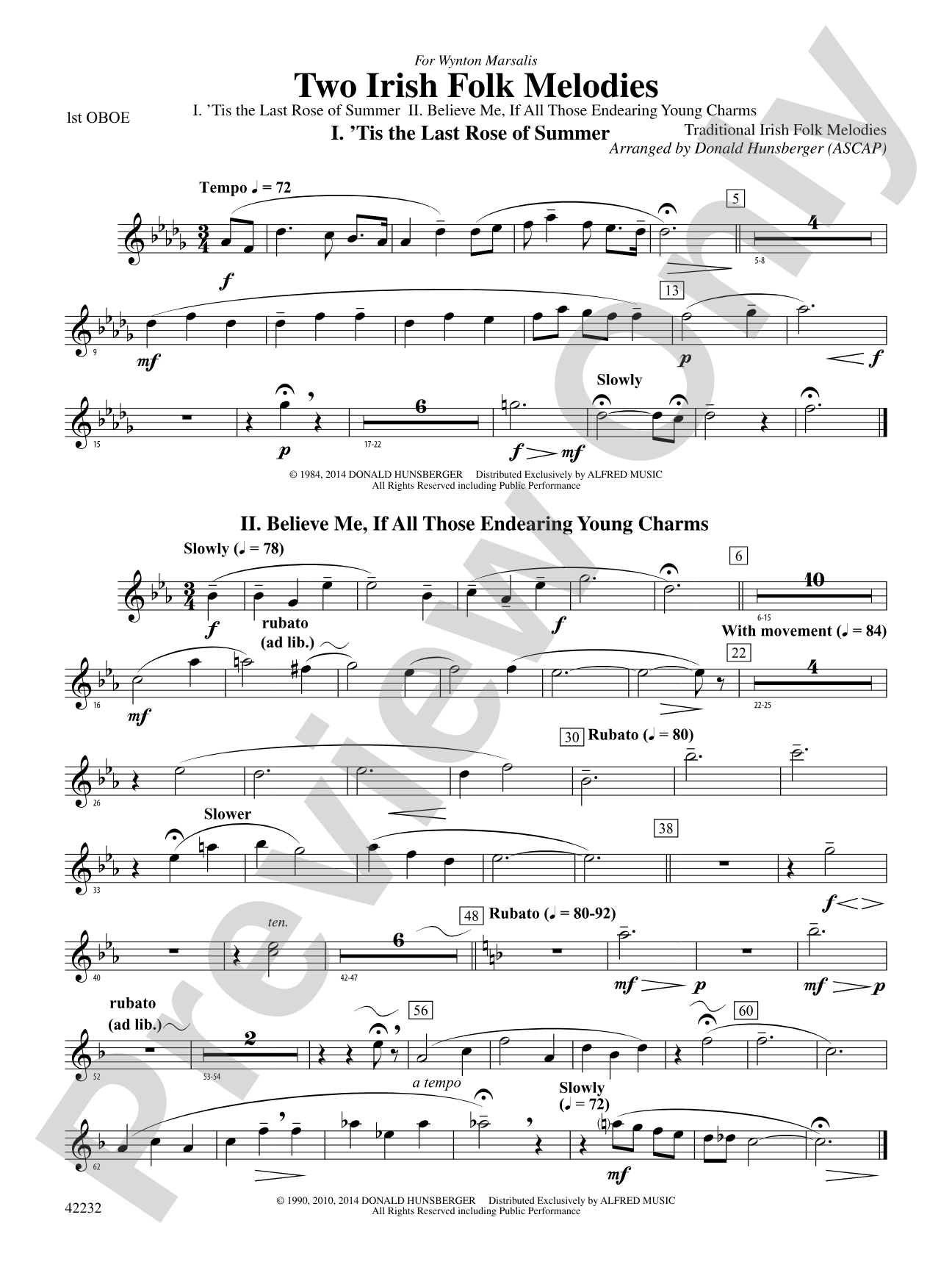 Two Irish Folk Melodies: Oboe