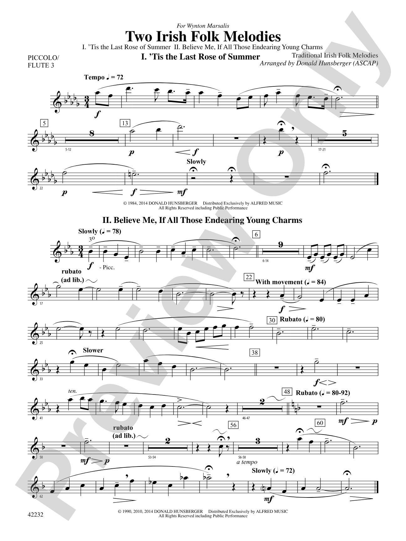 Two Irish Folk Melodies: Piccolo