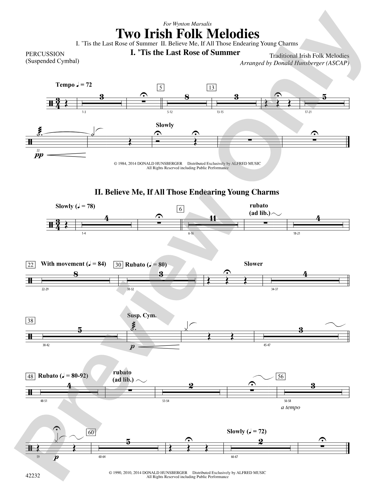 Two Irish Folk Melodies: 1st Percussion
