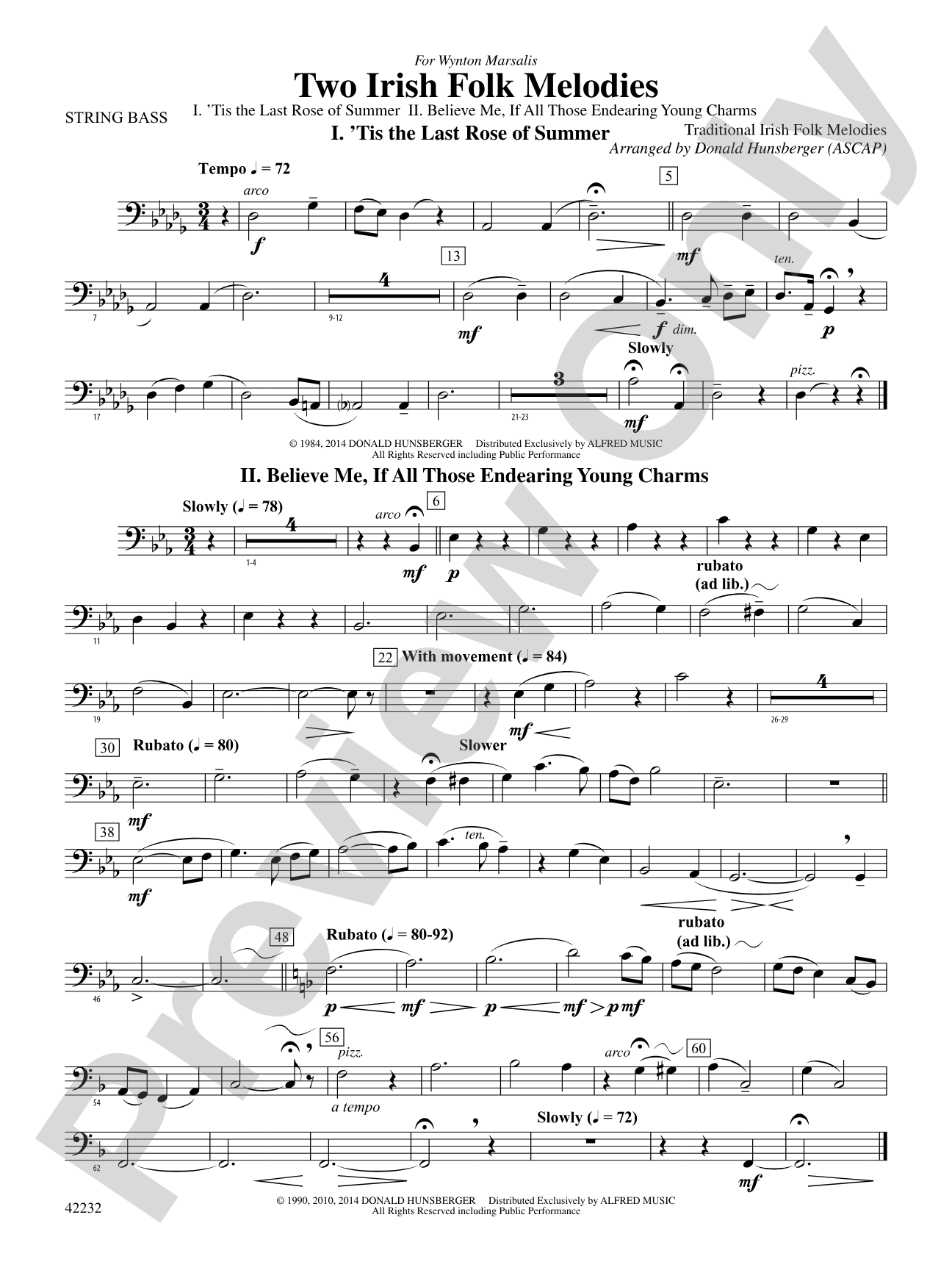Two Irish Folk Melodies: String Bass
