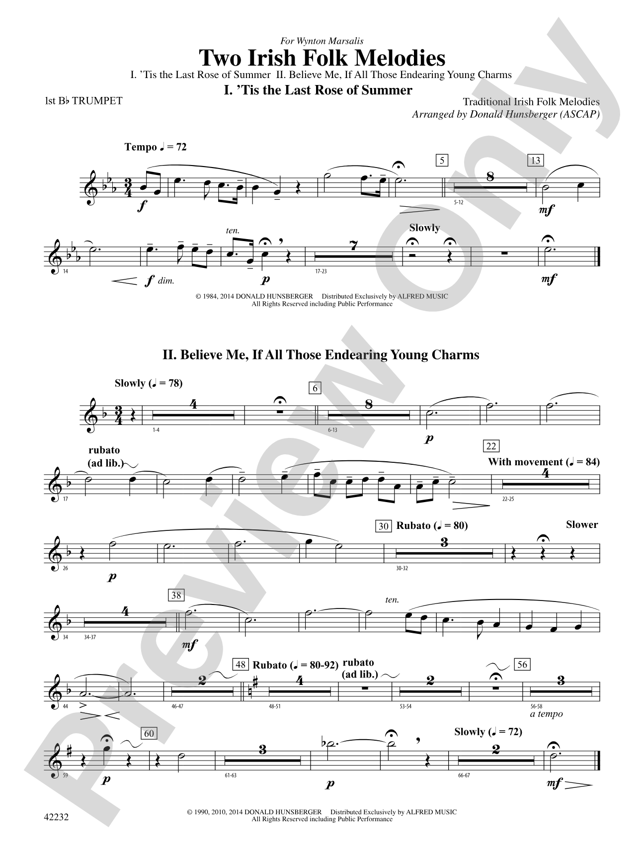 Two Irish Folk Melodies: 1st B-flat Trumpet