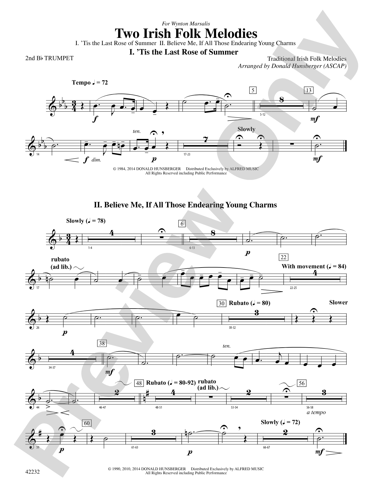 Two Irish Folk Melodies: 2nd B-flat Trumpet
