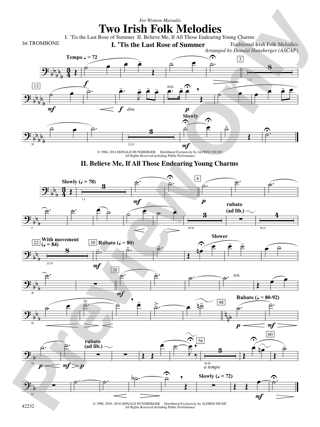 Two Irish Folk Melodies: 1st Trombone