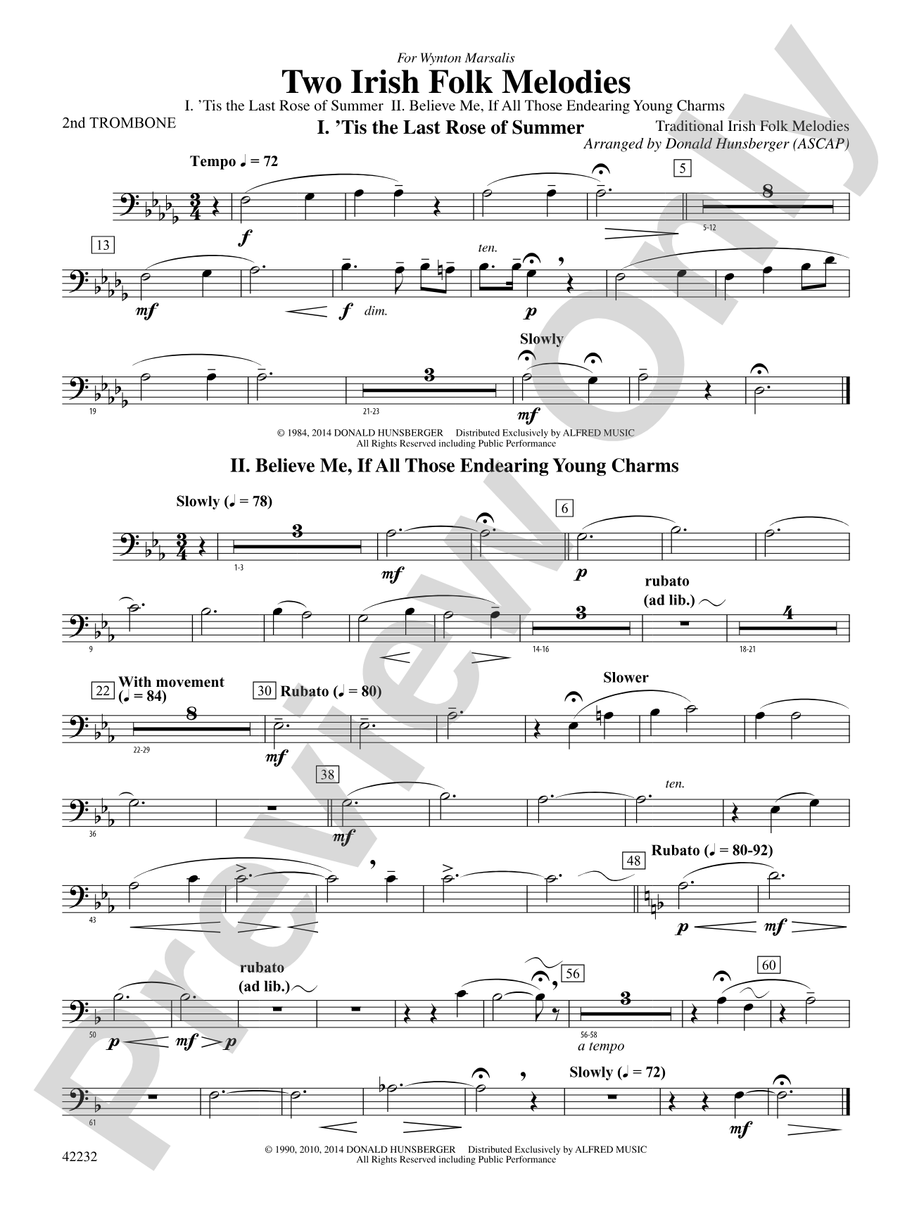 Two Irish Folk Melodies: 2nd Trombone
