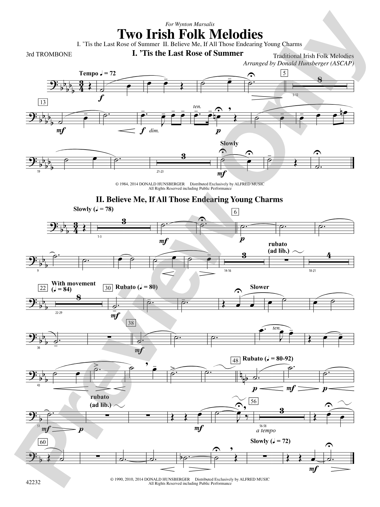 Two Irish Folk Melodies: 3rd Trombone