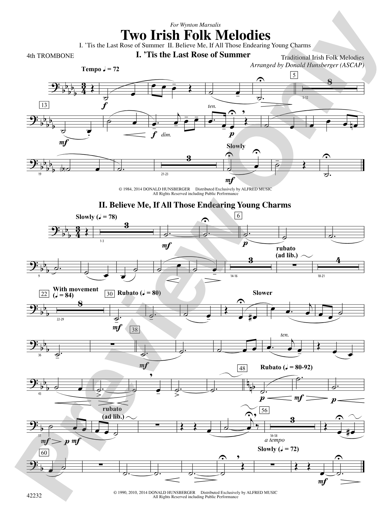 Two Irish Folk Melodies: 4th Trombone