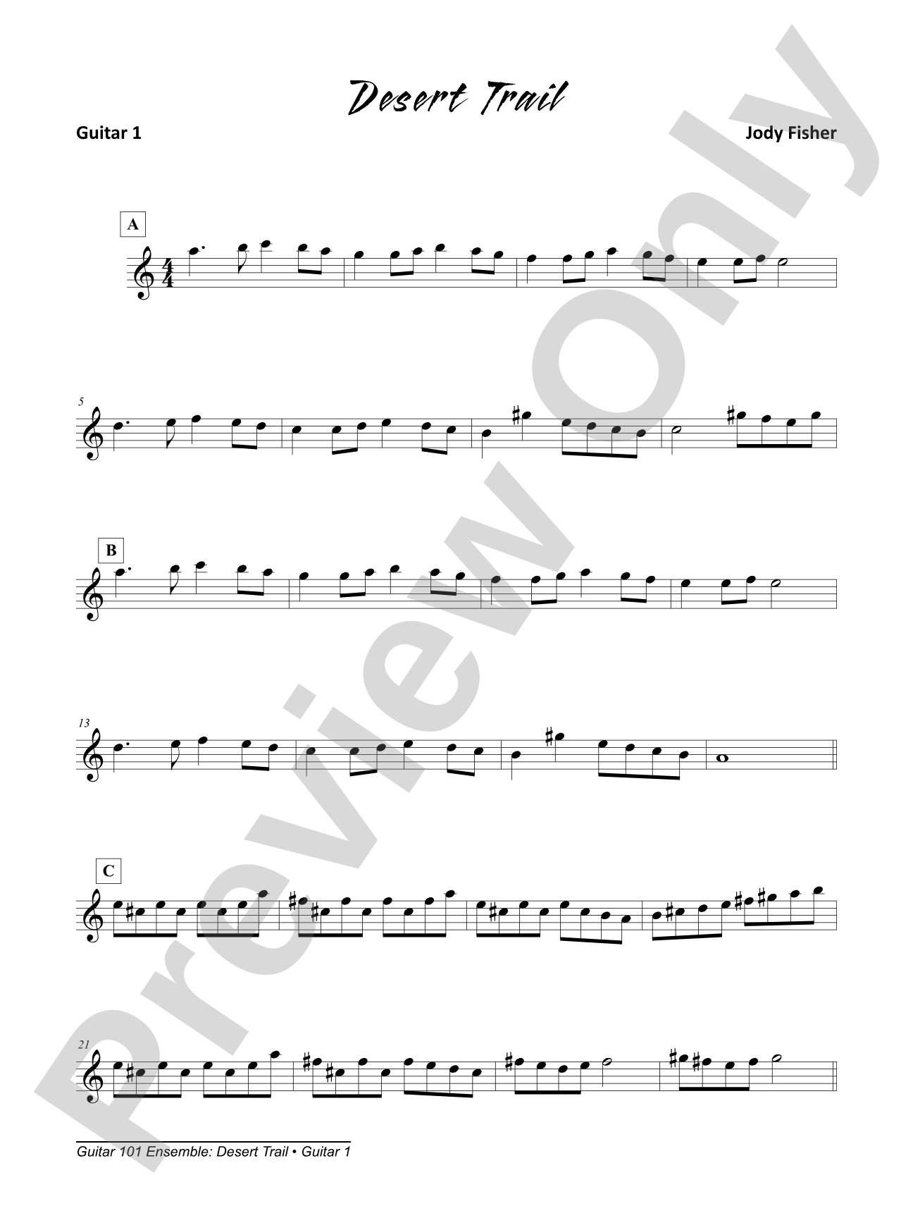 Alfred's Guitar 101, Ensemble: Desert Trail: Guitar 1