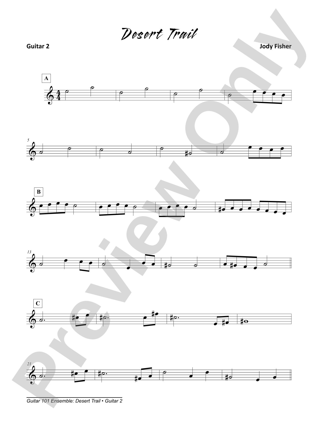 Alfred's Guitar 101, Ensemble: Desert Trail: Guitar 2