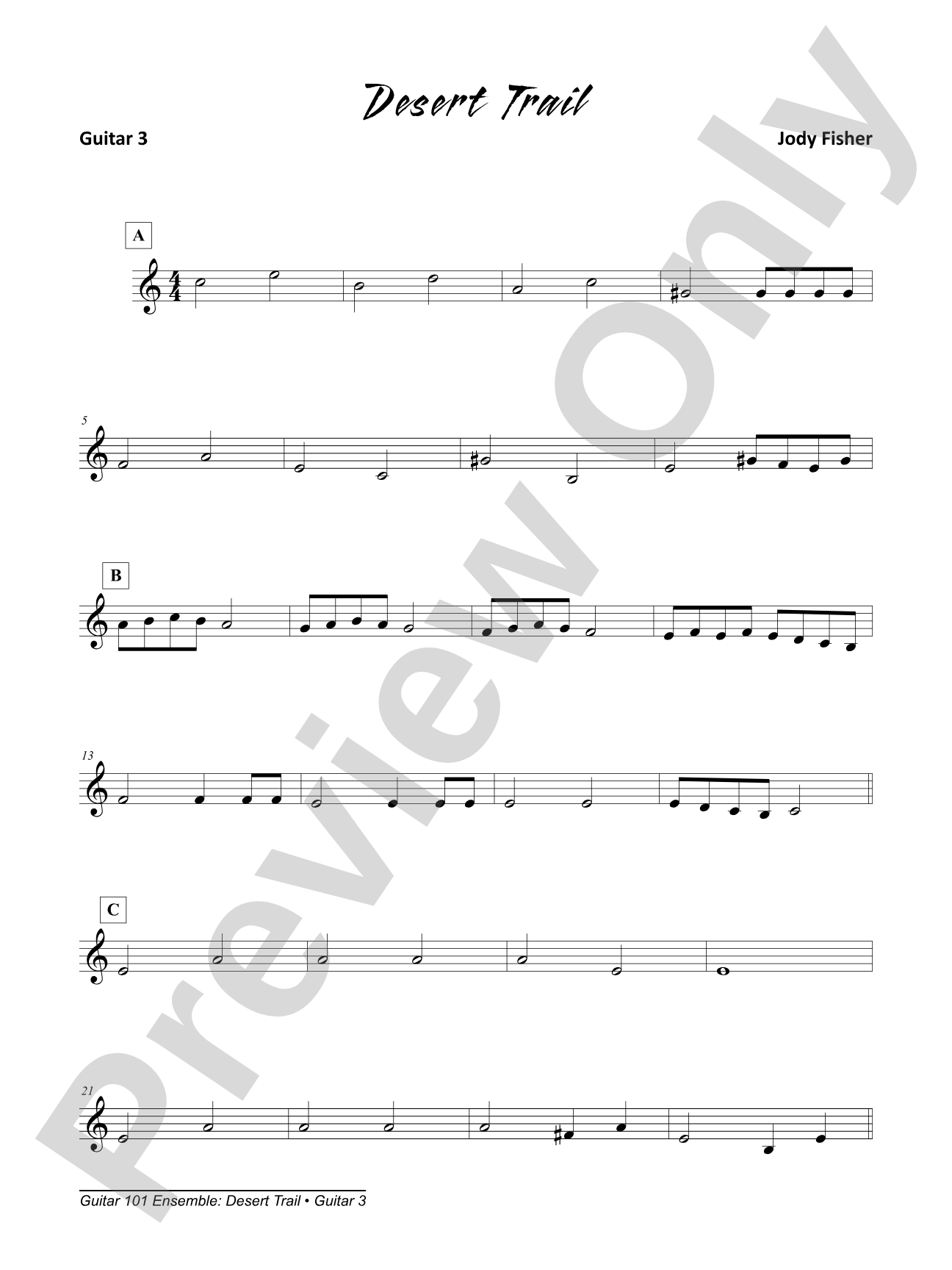 Alfred's Guitar 101, Ensemble: Desert Trail: Guitar 3