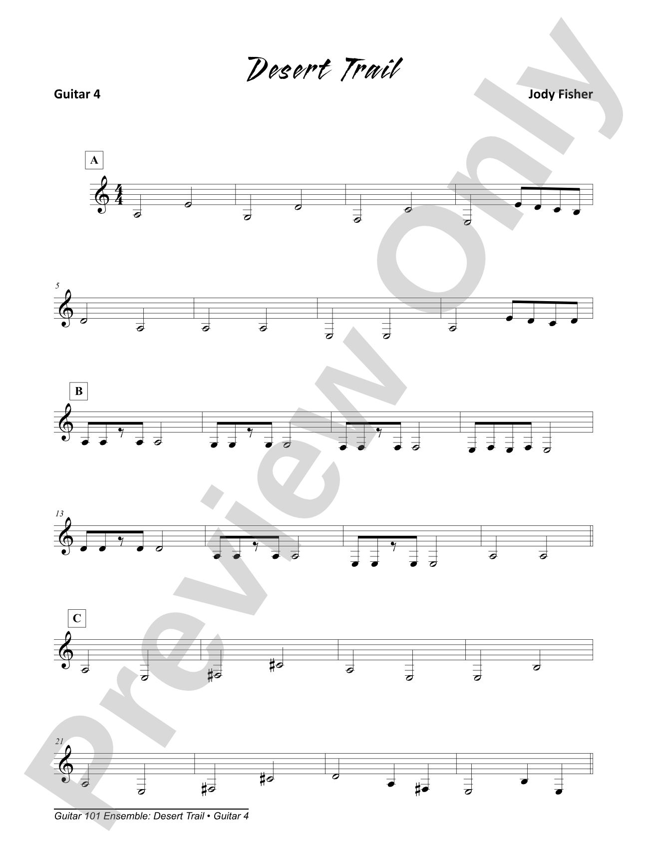 Alfred's Guitar 101, Ensemble: Desert Trail: Guitar 4