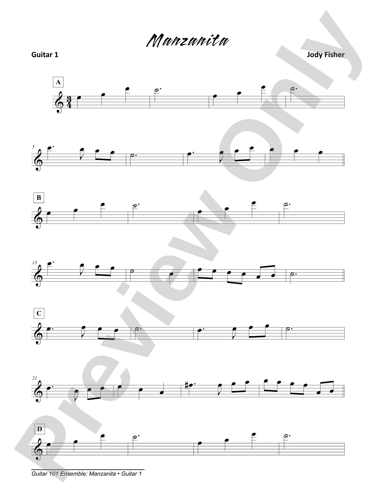 Alfred's Guitar 101, Ensemble: Manzanita: Guitar 1