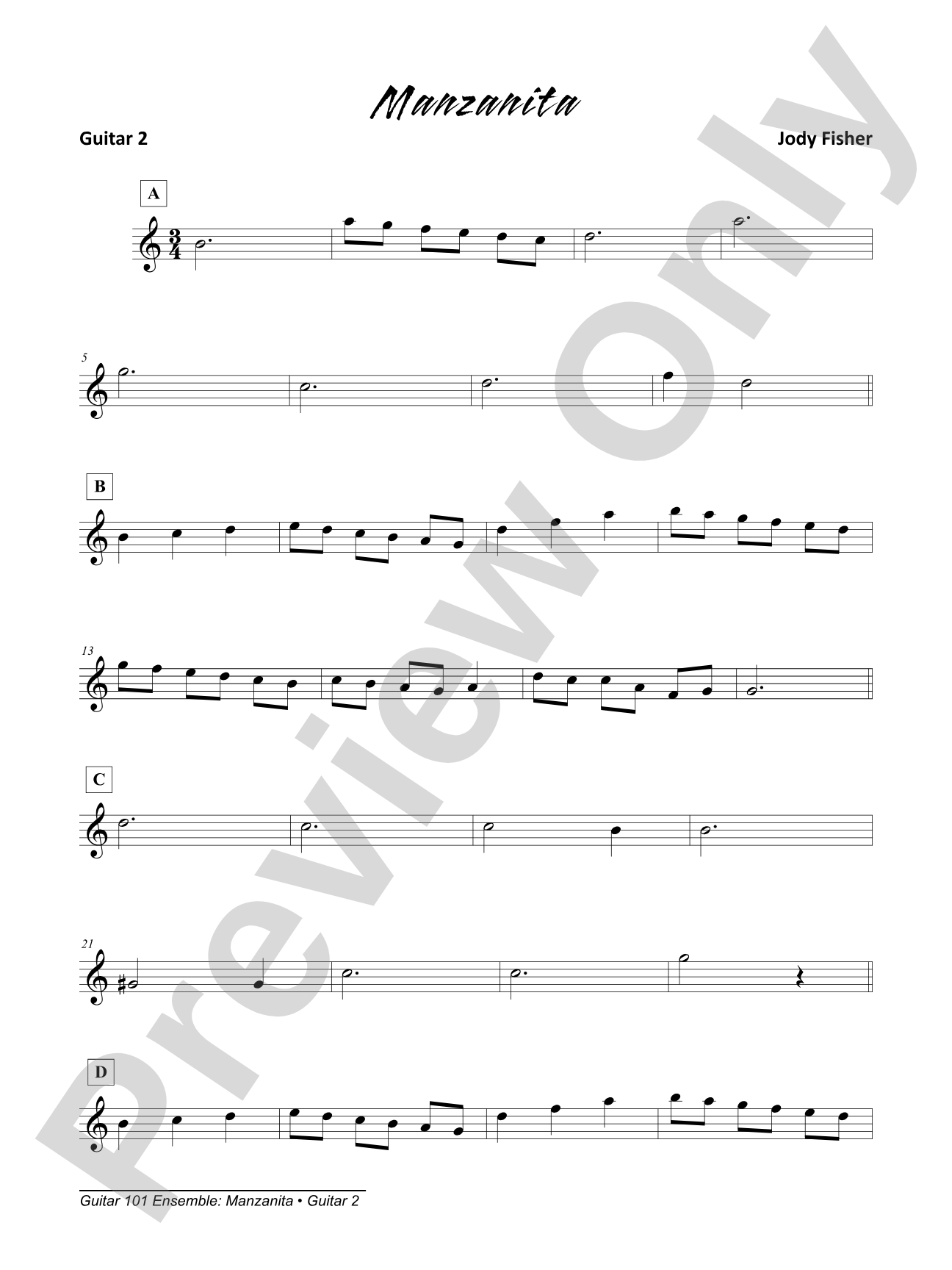 Alfred's Guitar 101, Ensemble: Manzanita: Guitar 2