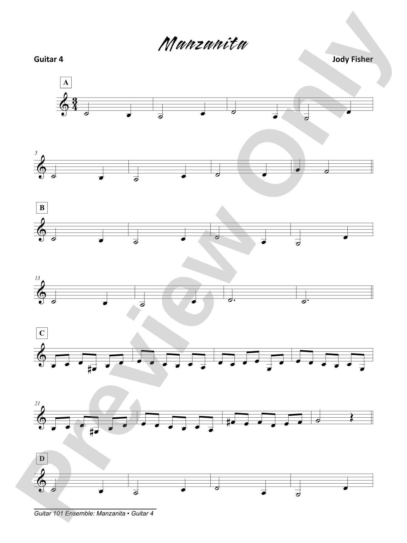 Alfred's Guitar 101, Ensemble: Manzanita: Guitar 4