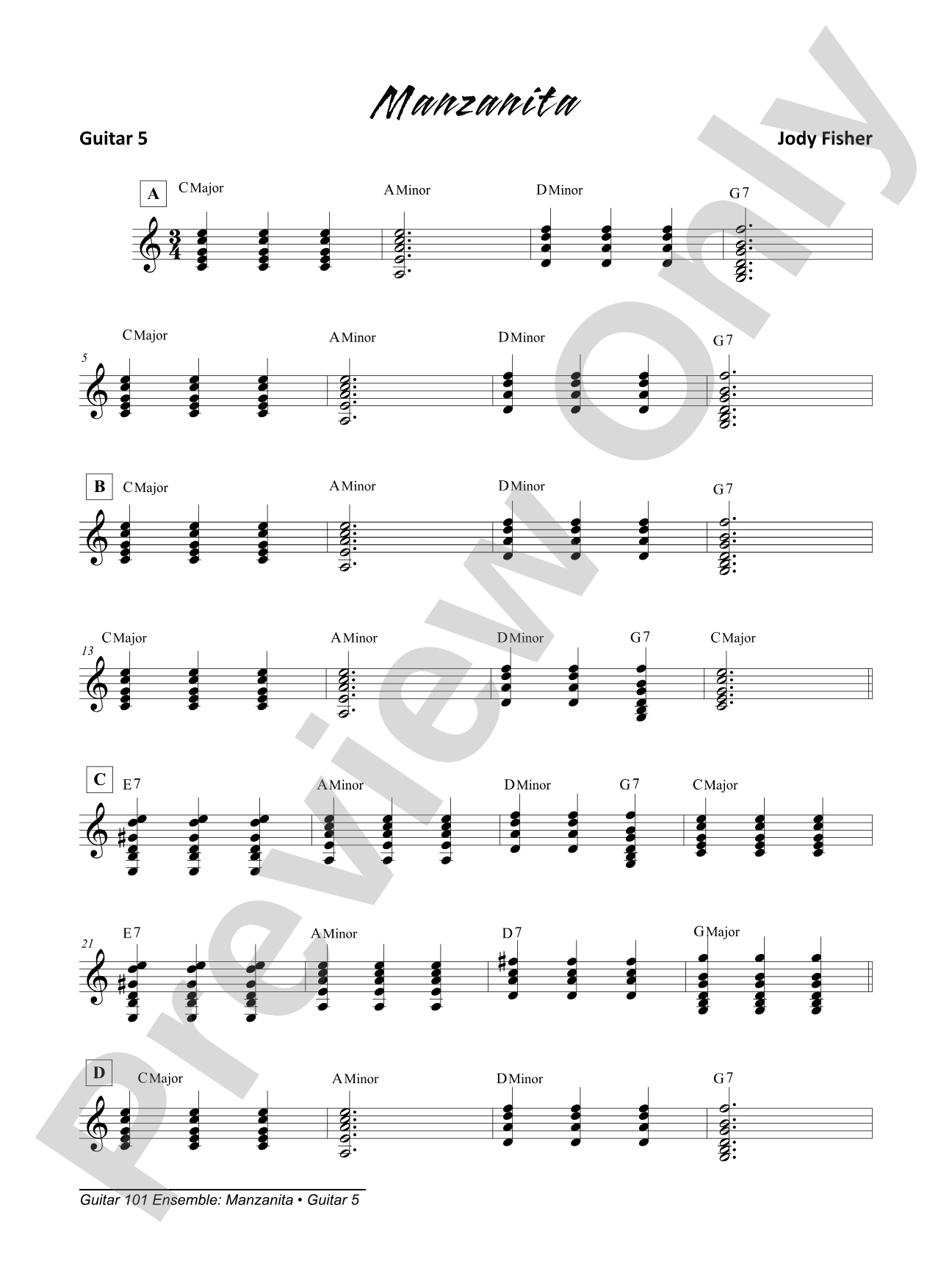 Alfred's Guitar 101, Ensemble: Manzanita: Guitar 5