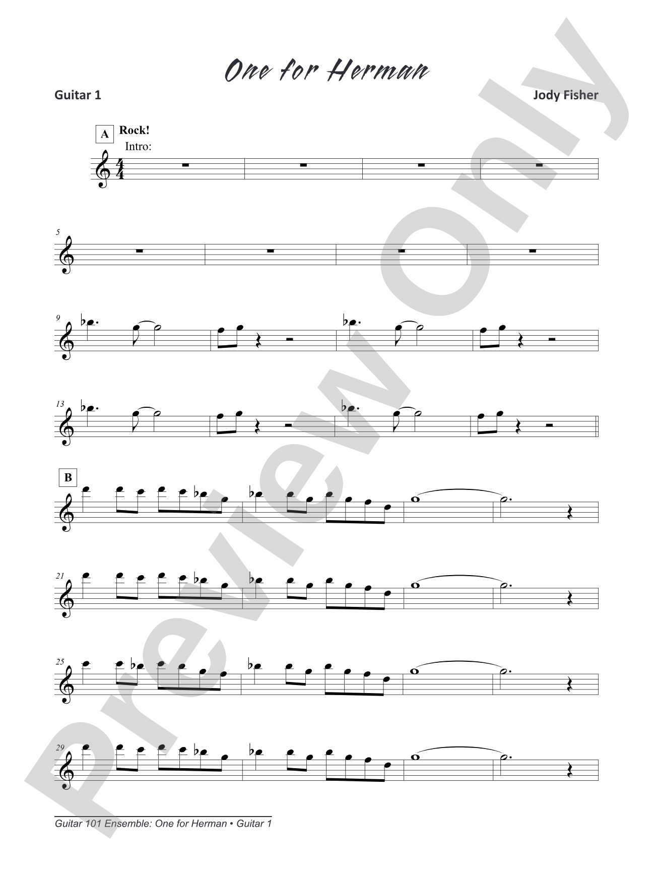 Alfred's Guitar 101, Ensemble: One for Herman: Guitar 1