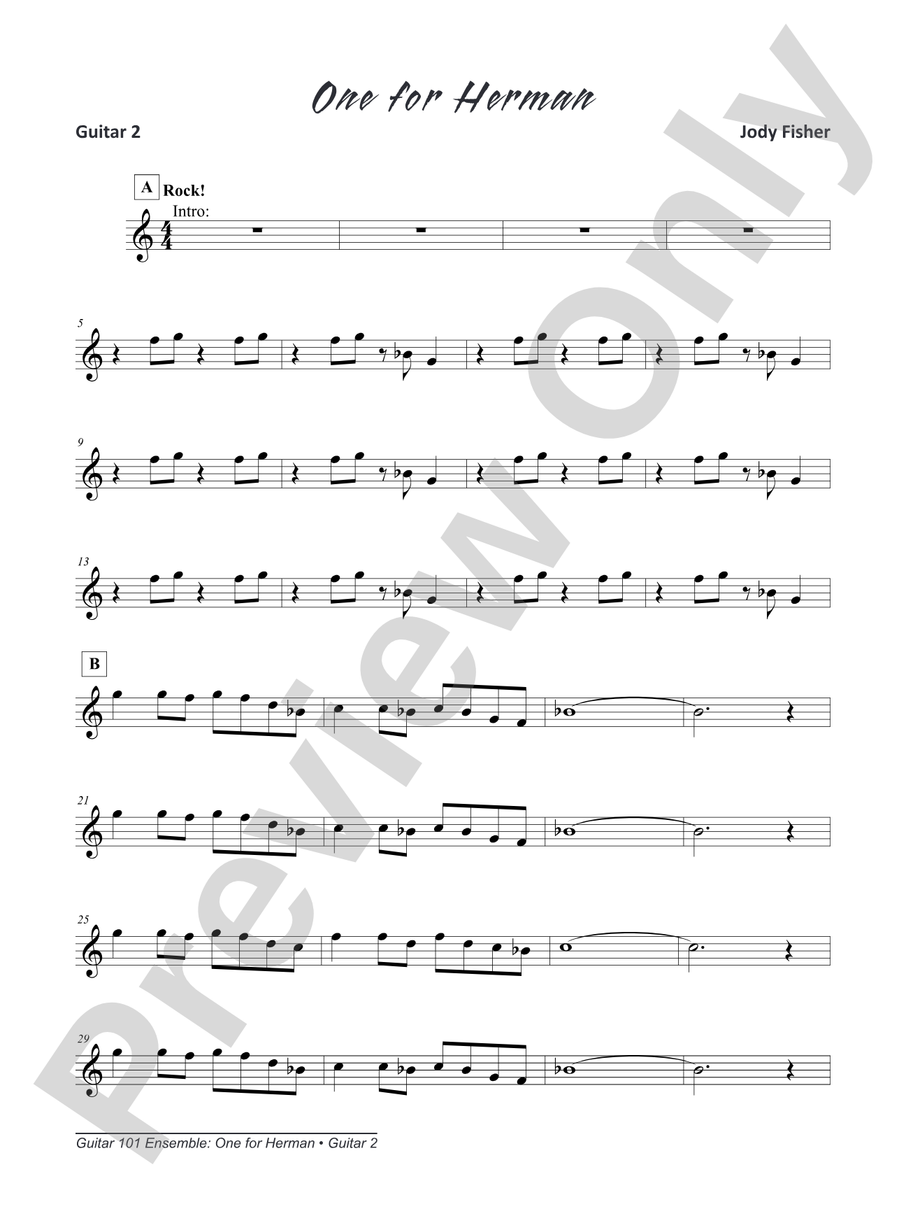 Alfred's Guitar 101, Ensemble: One for Herman: Guitar 2
