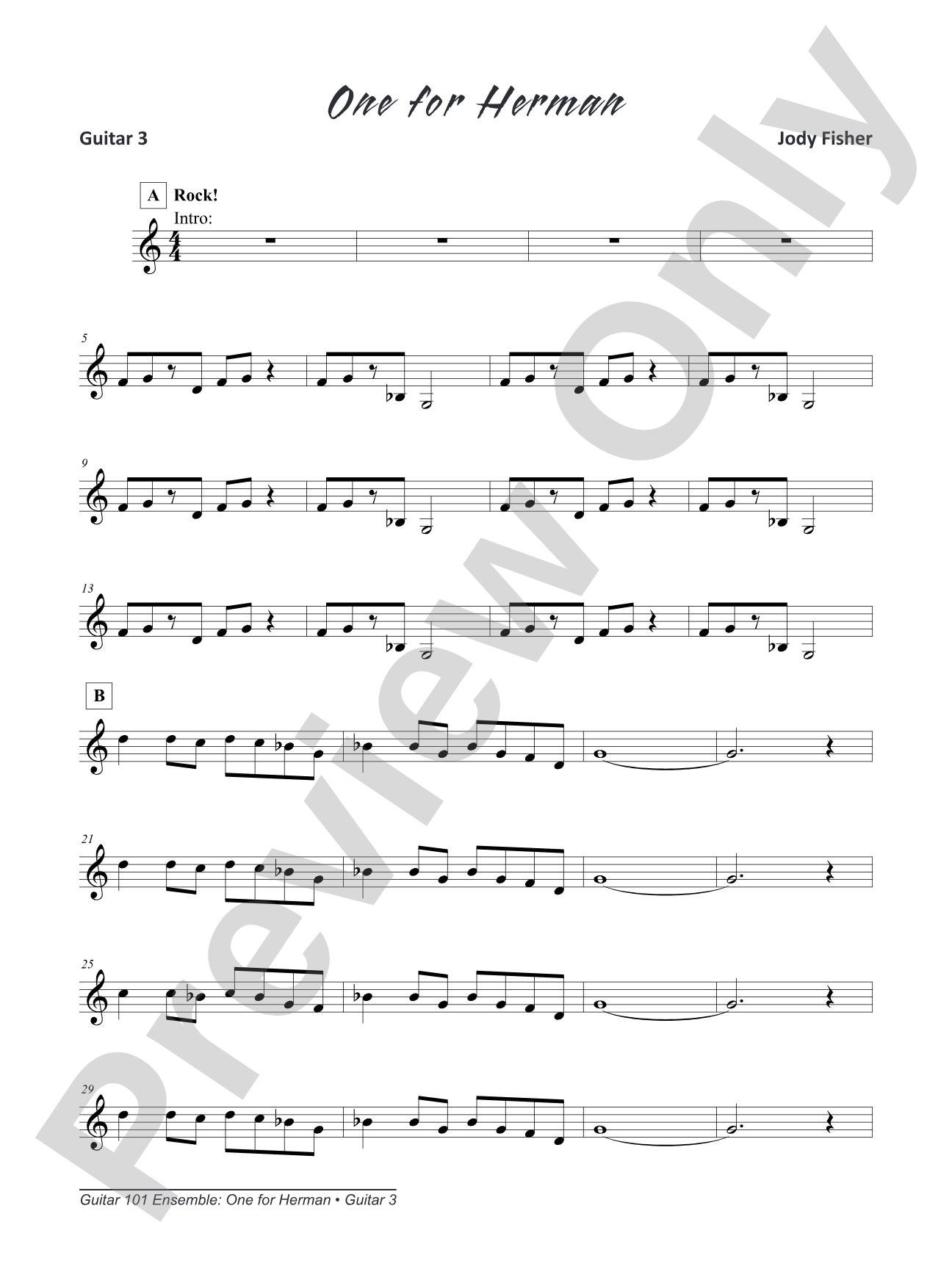 Alfred's Guitar 101, Ensemble: One for Herman: Guitar 3