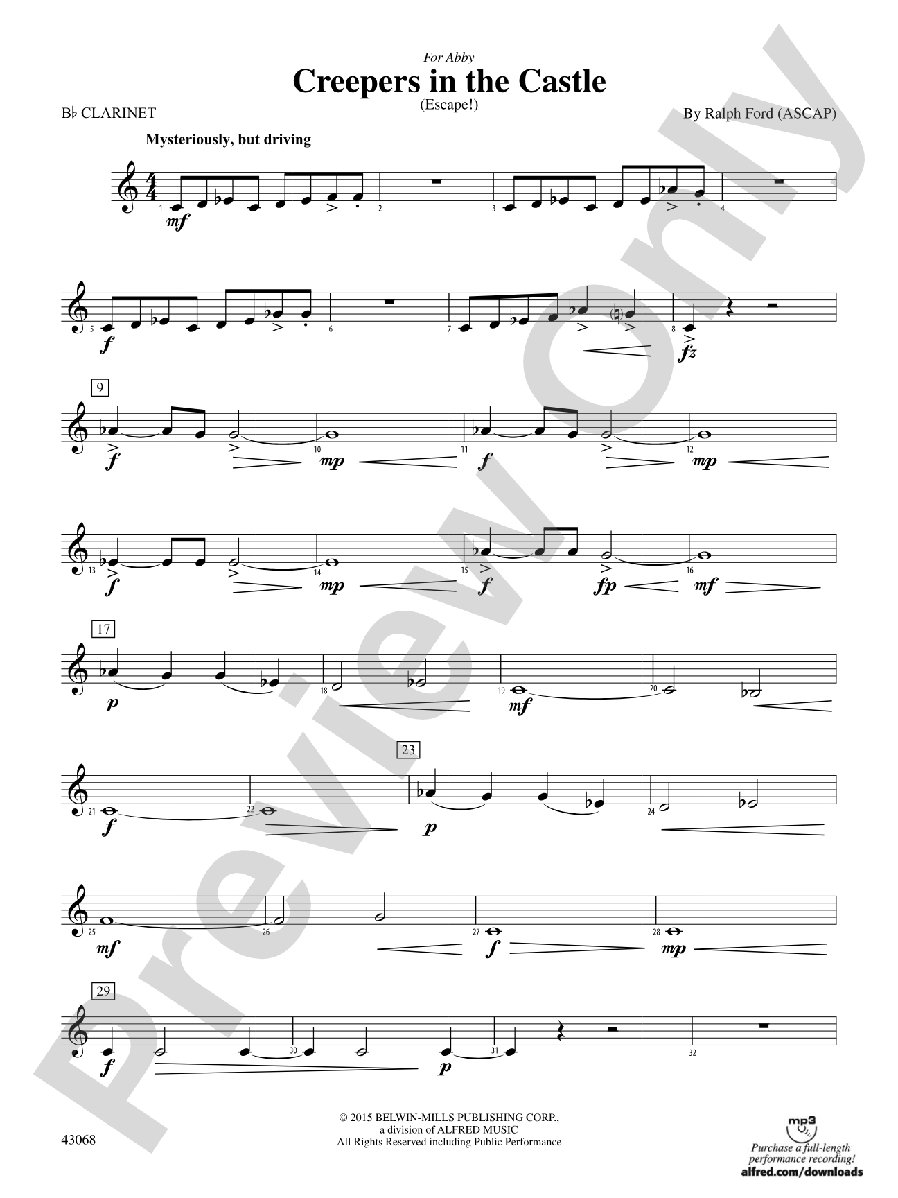 Creepers in the Castle: 1st B-flat Clarinet