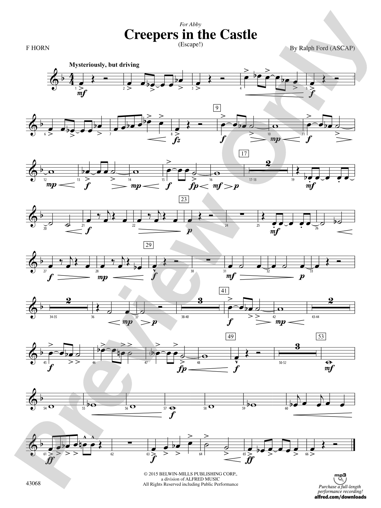 Creepers in the Castle: 1st F Horn