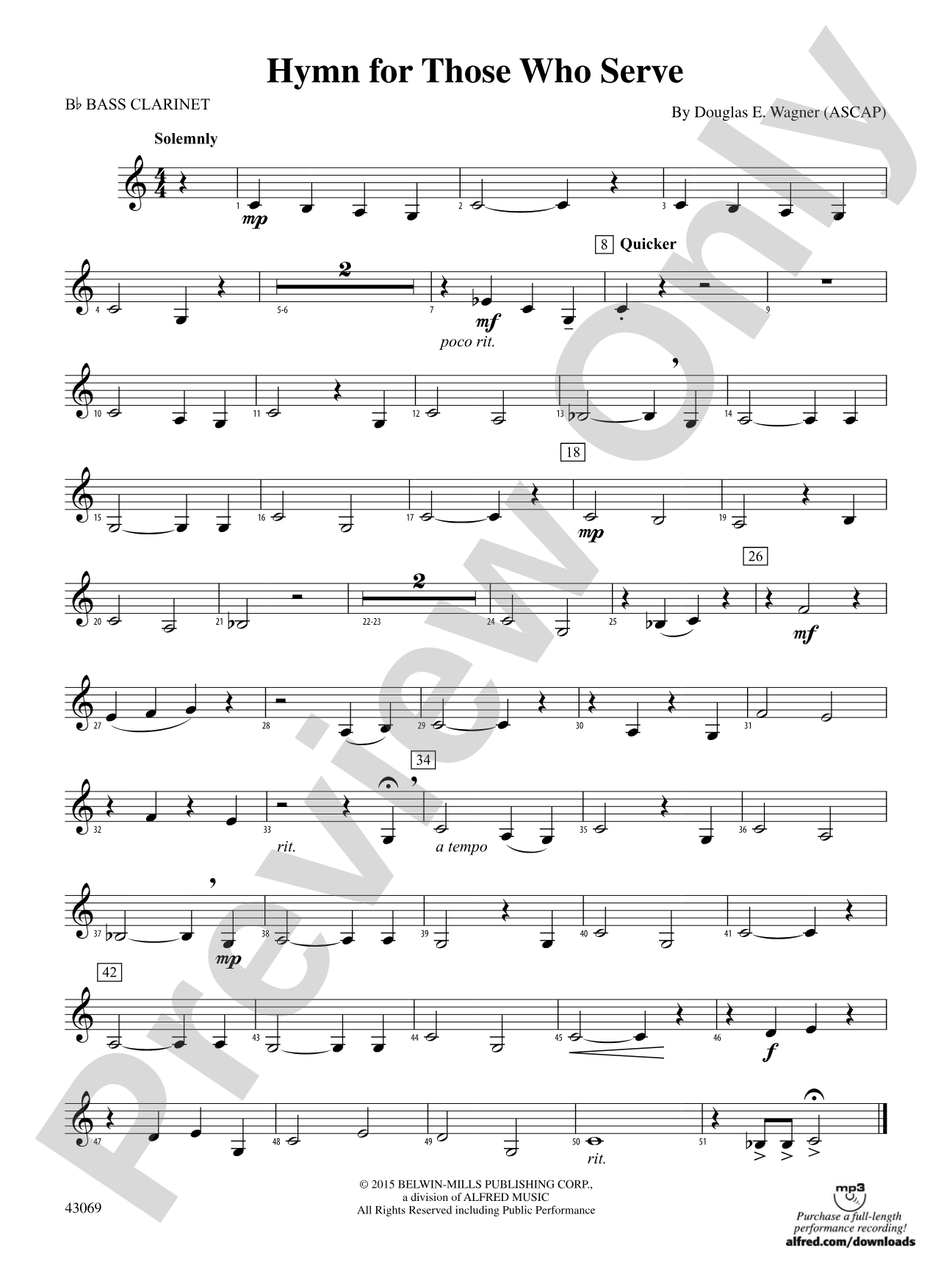 Hymn for Those Who Serve: B-flat Bass Clarinet