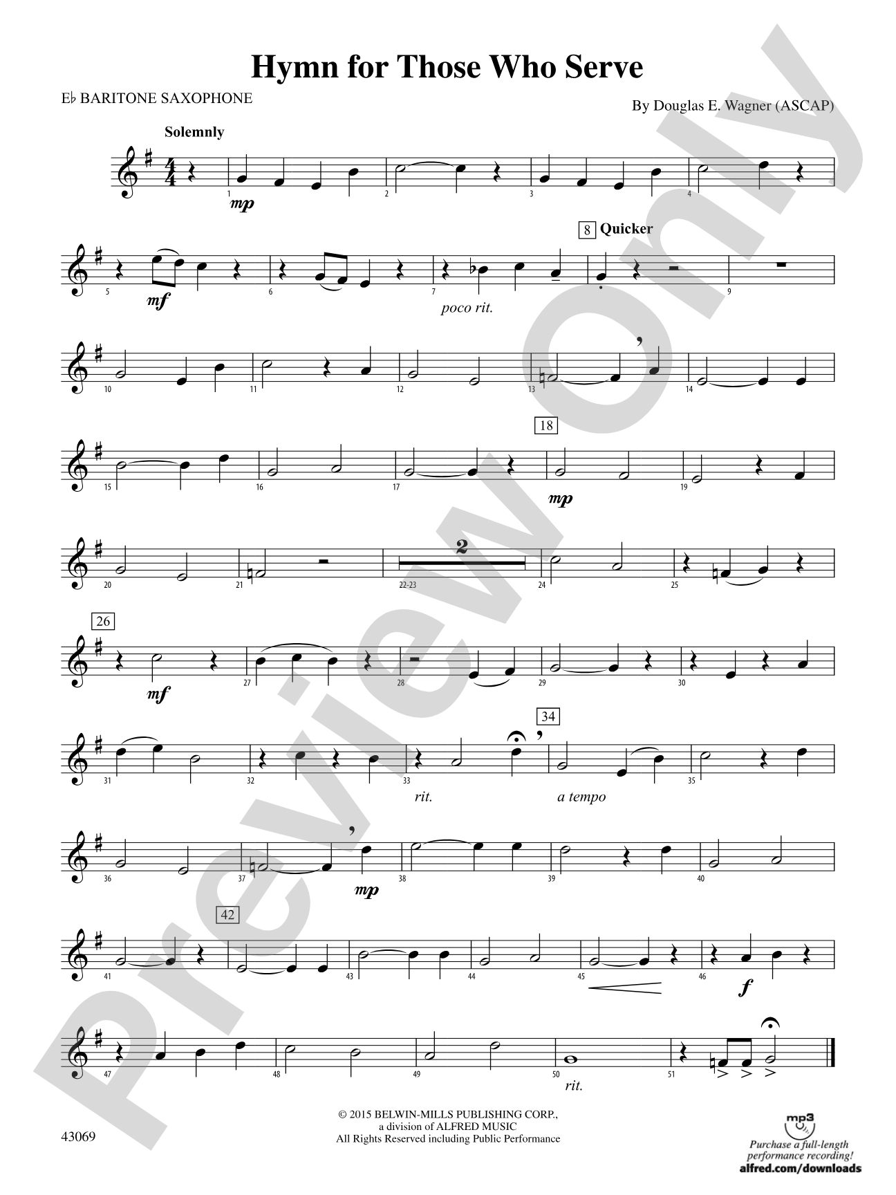 Hymn for Those Who Serve: E-flat Baritone Saxophone