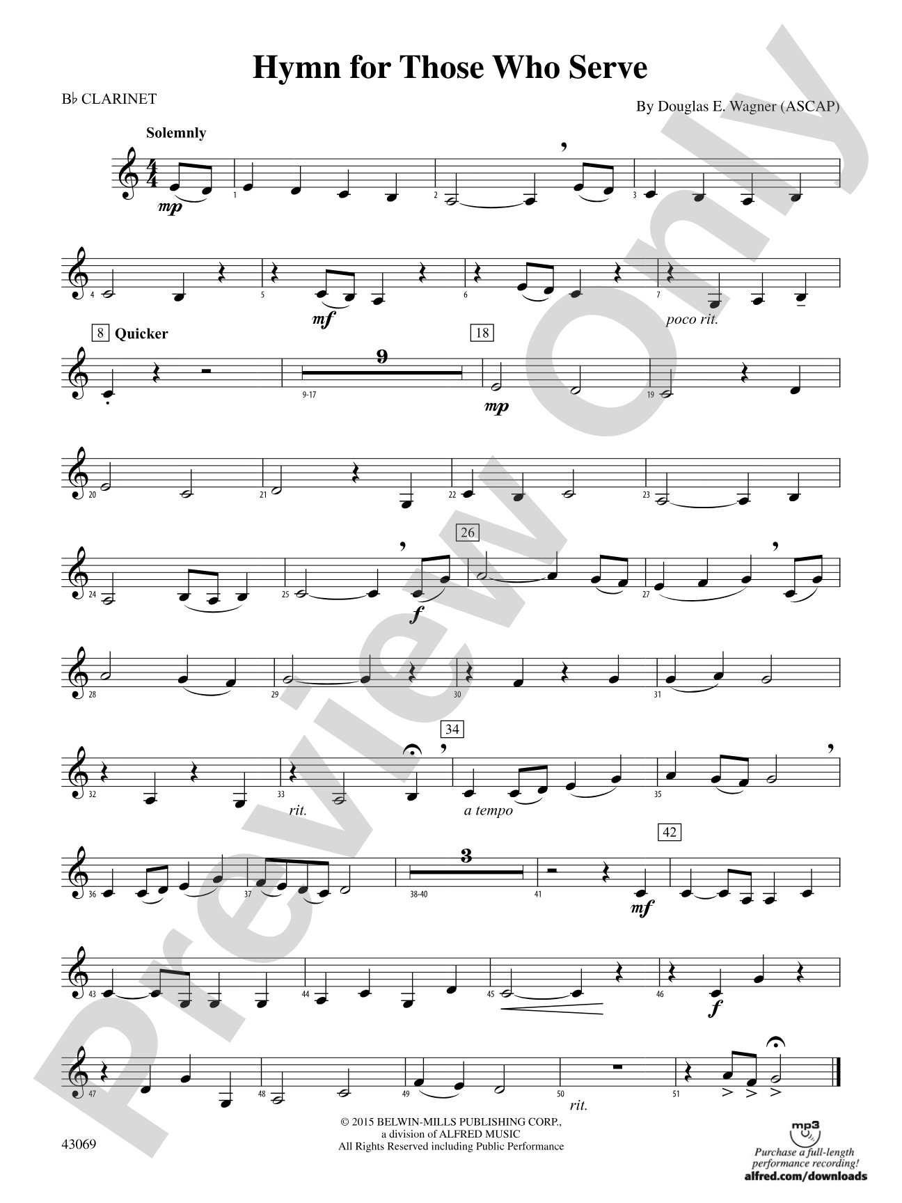 Hymn for Those Who Serve: 1st B-flat Clarinet