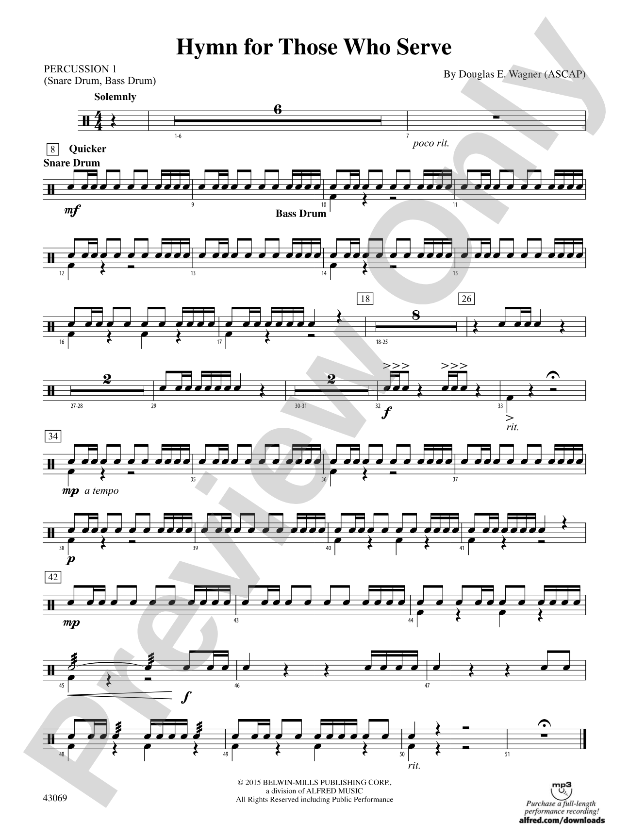 Hymn for Those Who Serve: 1st Percussion