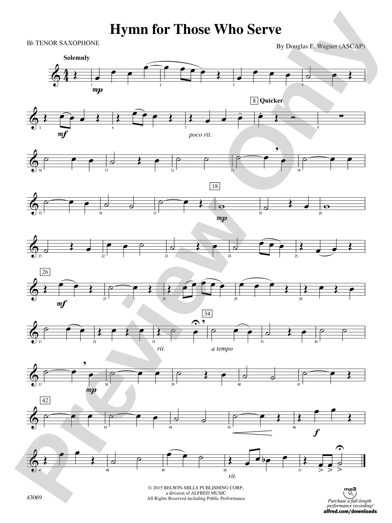 Hymn for Those Who Serve: B-flat Tenor Saxophone